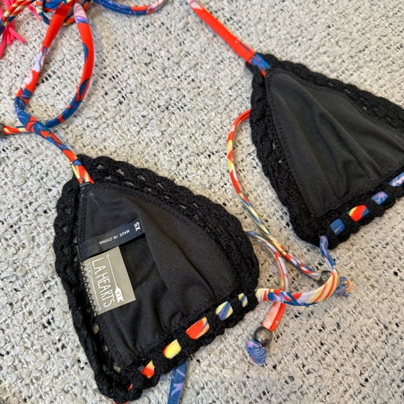 LA Hearts Pink and Black Bikini Set XS - Picture 3 of 8